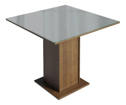 Juego de Comedor con Mesa Tablero de Vidrio y 4 Sillas Anaju Madesa Color Marron Gris Plata