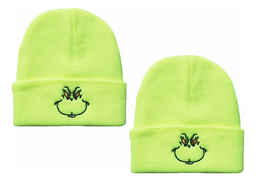 Gorro Navideño De Punto Grinch, 2 Unidades, Cálido Y Suave