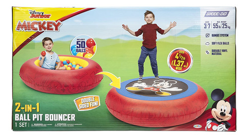 Mickey Bouncer Y Ball Pit, 2 En 1 Con 50 Pelotas Para Niños,