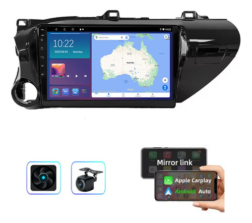 Estereo Pantalla Carplay 2+64g Para Toyota Hilux 2016-2022