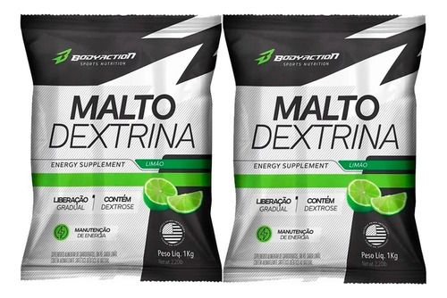 2x Maltodextrina - 1kg - Body Action Sabor Limão