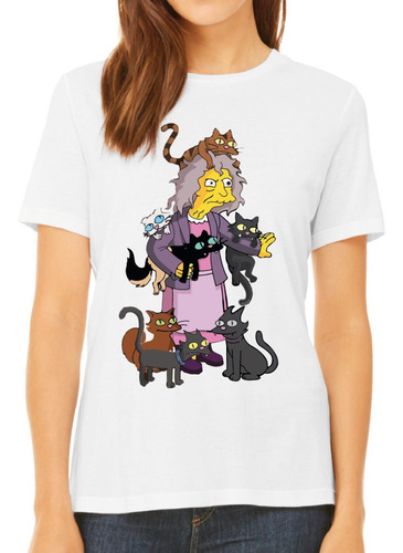 Polera Señora Gatos Loca Los Simpsons Eleanor Niños Adultos