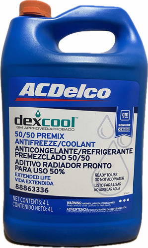 Líquido Refrigerante Acdelco Naranja Dexcool 4l