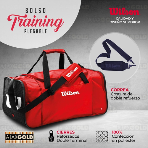 Imagen 2 de 7 de Bolso Wilson Deportivo Viaje Urbano Gym Bolsillo Reforzado