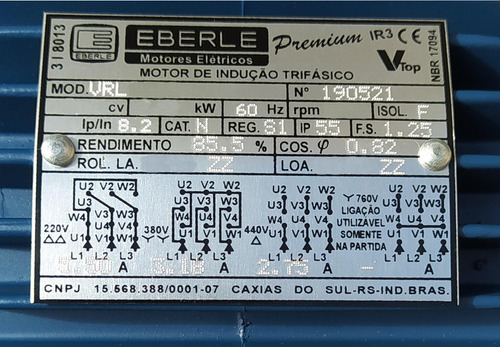 Motor Ip-55 eléctrico blindado de alta velocidad trifásico 2p de 2cv