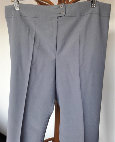 Pantalon Dama Clasico, Recto, Crepe, Celeste Grisaceo, Xxl