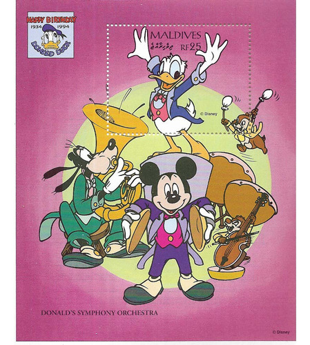 #19204 Disney 1994 Maldivas Mickey Donald Goofy Pelicula S/h