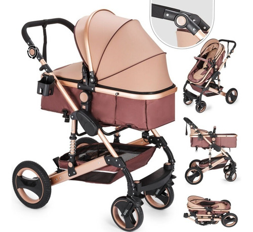 Imagen 1 de 2 de 3 In 1 Baby Stroller Luxury Pushchair Foldable Bassinet Car 