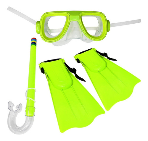 Set De Natación 3 En 1 Lentes Snorkel Aletas Colores / Lhua