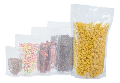 100 Bolsa Stand Up Pouch Con Cierre Transparente De 1000 Grs