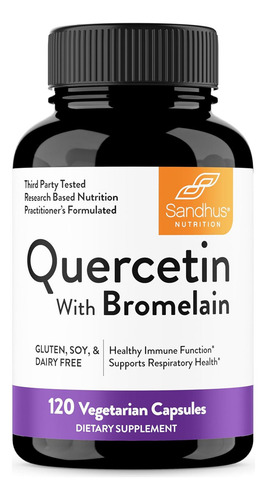 Sandhus Quercetina Bromelina Salud Respiratoria 120 Caps Sabor Sin Sabor
