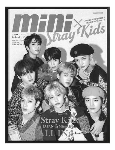 Cuadro Mini X Stray Kids Japon Bn Cuarto Sala C/ Marco