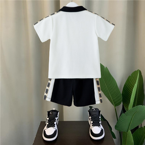 2 Pcs Conjunto De Verano Fresco Para Bebé Niño Con Estampado Blanco 2-3 A