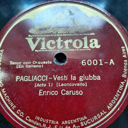 Pasta Enrico Caruso Con Orquesta Victrola Tc15
