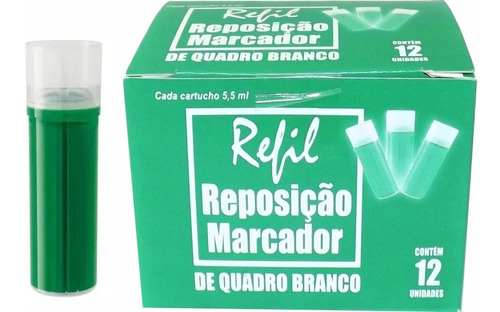 Refil Recarga Para Marcador De Quadro Branco Caixa C/ 12 Un. Cor Da Tinta Verde