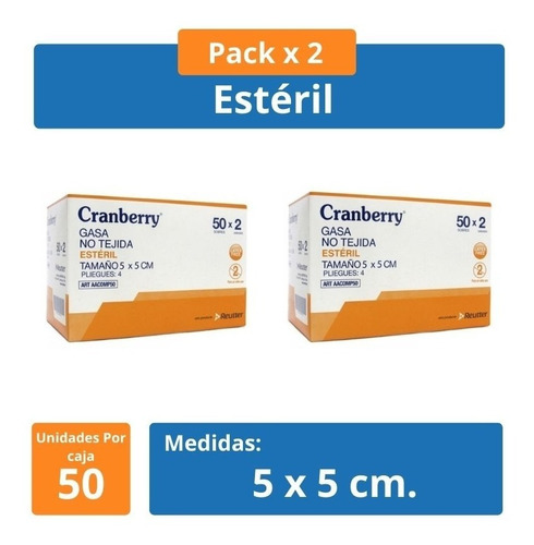 Gasa Esteril No Tejida 5x5cm - Pack De 2 X 50 Sobres