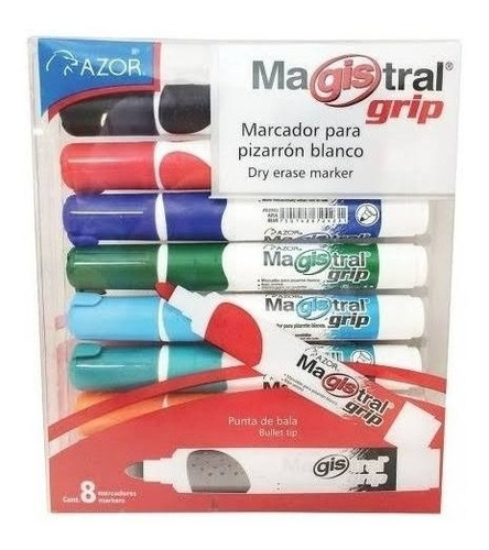 Marcador Para Pizarrón Blanco Magistral Grip Azor 8 Piezas