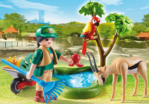 Imagen 3 de 5 de Playmobil Gift Set - Conjunto Zoo Con Loro Y Gacela - 70295