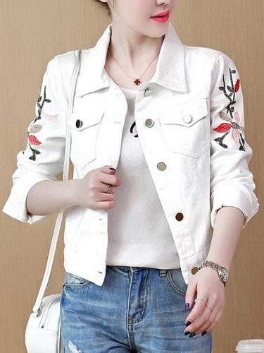 jaqueta branca bordada