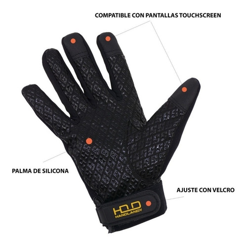Guantes Moto Neopreno Con Tactil Velcro Y Palma Antideslizan