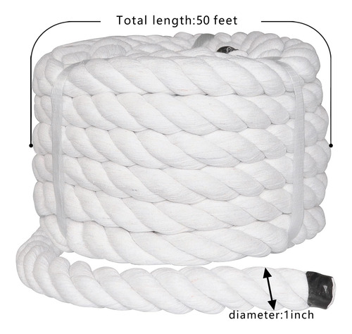 Cuerda De Algodón Blanco 2.5 Cm X 15 M Para Manualidades