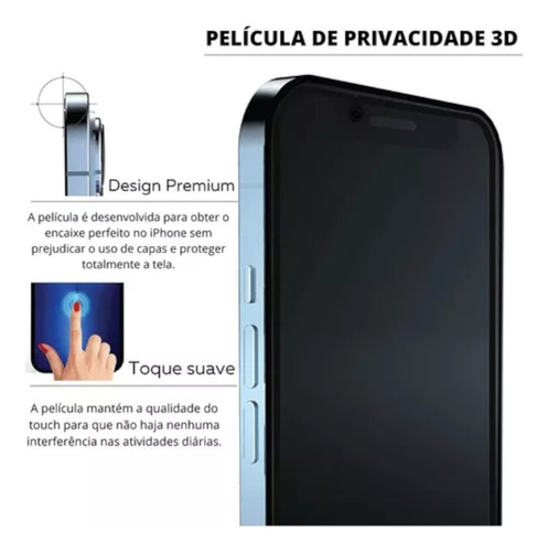 Película 3d Privacidade iPhone 7 8 X Xr 11 12 13 14 Pro Max