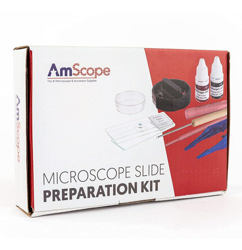 Amscope Sp-14 Microscope Slide Preparation Kit Including Sta