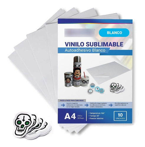 Vinilo Blanco Sublimable Autoadhesivo A4 Pack X10 Unidades