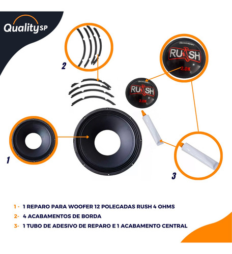 Kit Reparo Bomber Woofer Original Rush 2k 12 Pol 4 Ohms