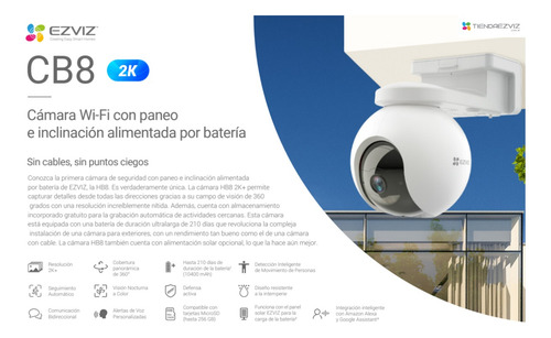 Combo X2 Ezviz Cb8 2k 360 Batería Sirena Ext + Memoria 32gb