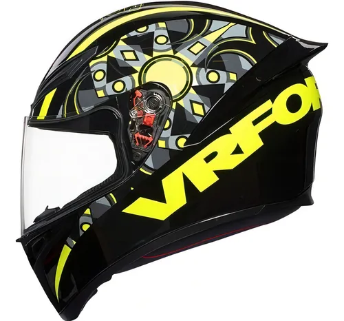 Casco Agv K1 Flavum Vr46 Rossi Edge Fluor, amarillo, tallas 55-56, color gris/amarillo