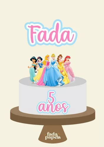 Topo De Bolo Princesas Topper Personalizado Princesas Disney