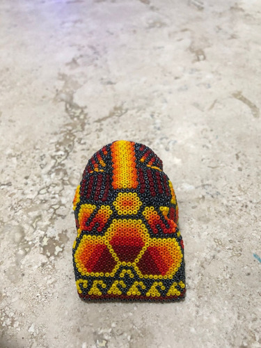 Jaguar En Chaquira Huichol, Base Madera Hecho A Mano