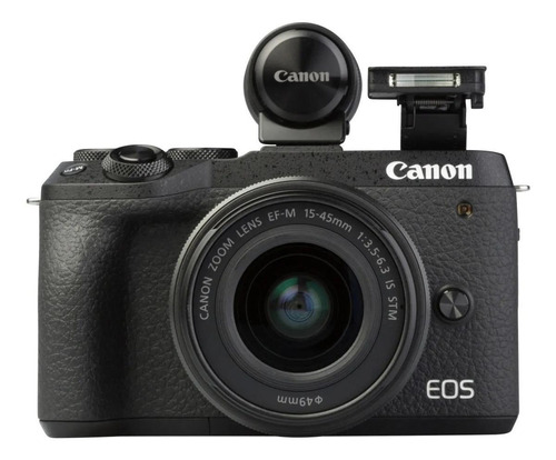  Canon EOS Kit M6 Mark II + lente 15-45mm IS STM mirrorless cor  preto