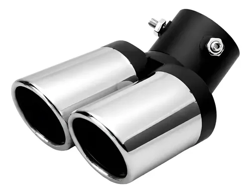 Ponteira Dupla Escape Inoxidável Universal Modificação Carro Prateado