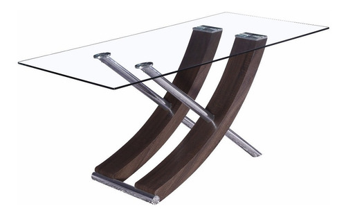 Mesa Comedor Mod. Excel (160x90) Cristal 12m Patas Madera Cr