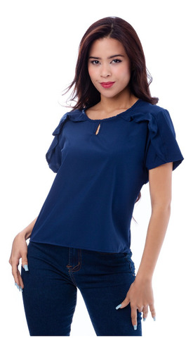 Blusa Zibelle - Nébula - Azul Acero