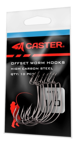 Imagen 1 de 4 de Anzuelos Offset Caster 1/0 Para Señuelos Goma 10 Unidades