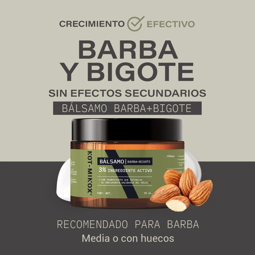 Imagen 2 de 8 de Balsamo Para Crecimiento Barba Bigote 3% 90ml Con Biotina