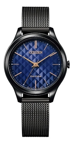 Reloj Citizen Dama Em050588l Dial Azul Moderno Y Elegante