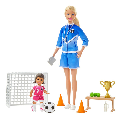 Set De Juguete Barbie Entrenadora De Fútbol Con 2