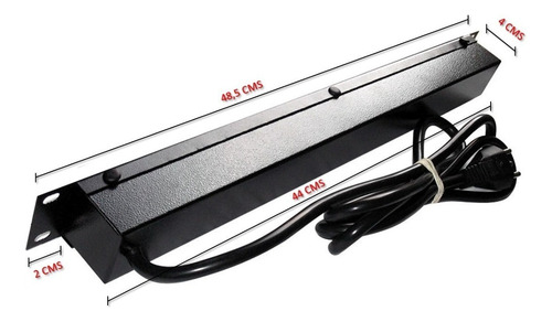 Régua Para Rack 19 Pol Com 8 Tomadas De 20a Plug 20a Calha Cor Preto 127V/220V