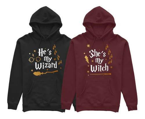 2 Sudaderas En Duo Para Parejas Harry Potter Wizard - Witch