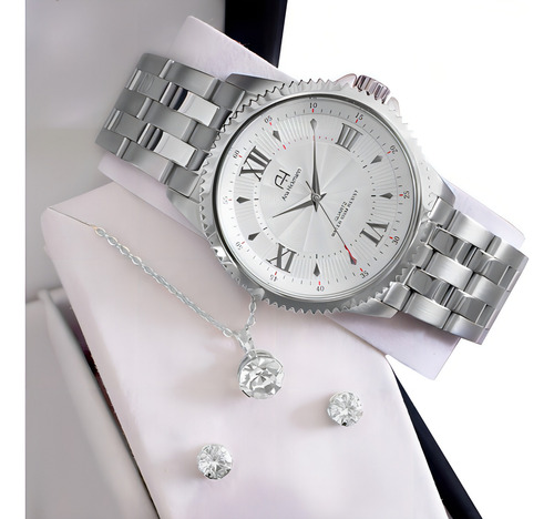 Correa de reloj impermeable original Champion Ana Hickman para mujer, color bisel plateado, color como en la foto, color de fondo como en la foto
