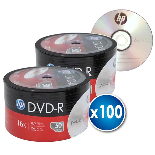 2 X Torta 50 Uni. Dvd Hp Con Logo 16x 4.7gb 120 Minutos