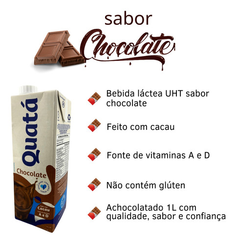 Bebida Láctea Achocolatado Pronto Quatá Sabor Chocolate 1l
