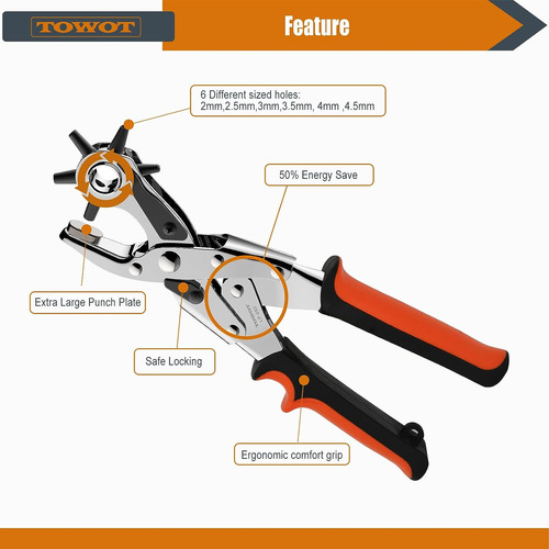 Kit Perforador De Agujeros Para Cinturon Towot, Version M...