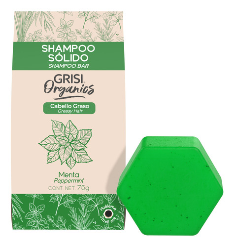  Grisi Organics, Shampoo Sólido Menta, 75 Gr