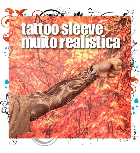 Tattoo Sleeve Braço Tatoo Fake Panturrilha Tatto Falsa 38cm
