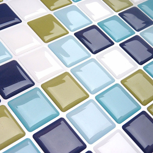 Pastilha Adesiva Resinada Kit 10 Placas Cobre 0,62 M2 Cor Colors 03 - Azul/verde/branco